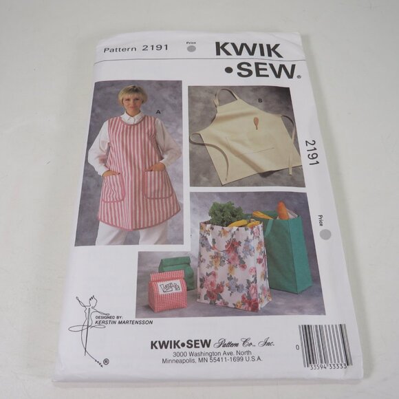 Kwik Sew 2191 Sewing Pattern Aprons, Shopping Bag, Lunch Bag UNCUT - Picture 2 of 7